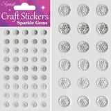 Eleganza Stickers Sparkle Gem Dots 8mm x 45pcs Clear/Silver No.43 - Craft